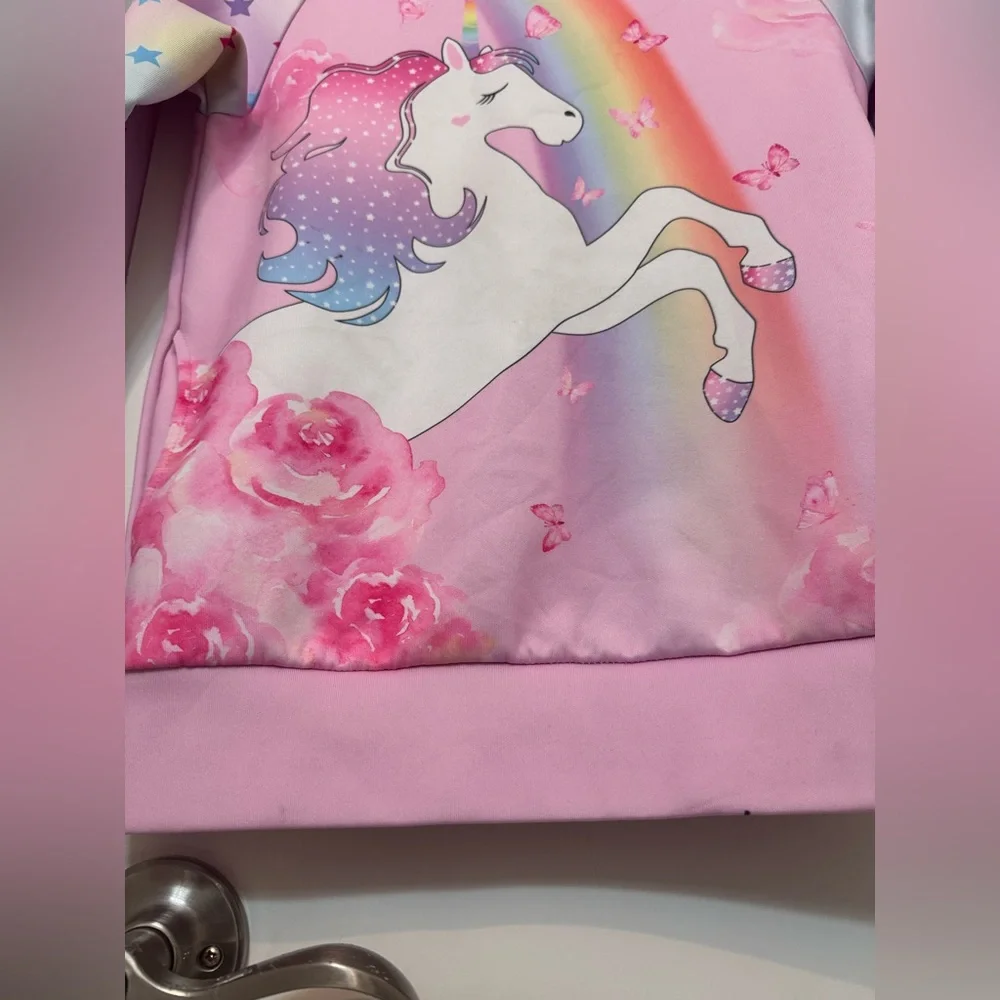 JXstar Girls Pink Unicorn Girls Hoodie Size 8-9Y
